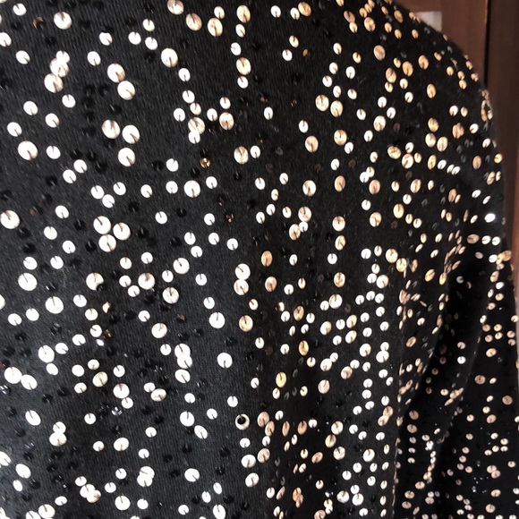 Talbots button down cardigan merino wool/ black with sequins Sz Medium/lined - Picture 7 of 11
